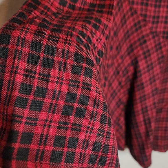 NWT Sanctuary Red Black Plaid Asymmetrical Midi Skirt Size 0 - Picture 11 of 16